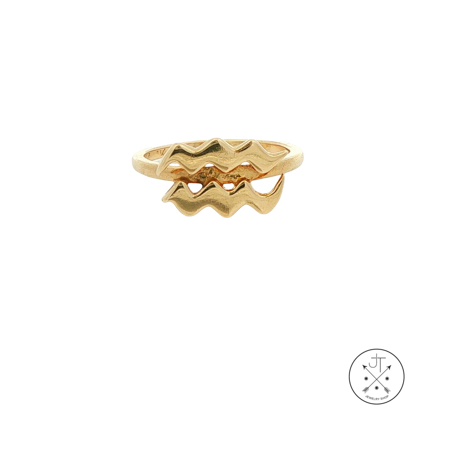 Vintage 14k Yellow Gold Aquarius Ring Size 3.5 Water Sign Band