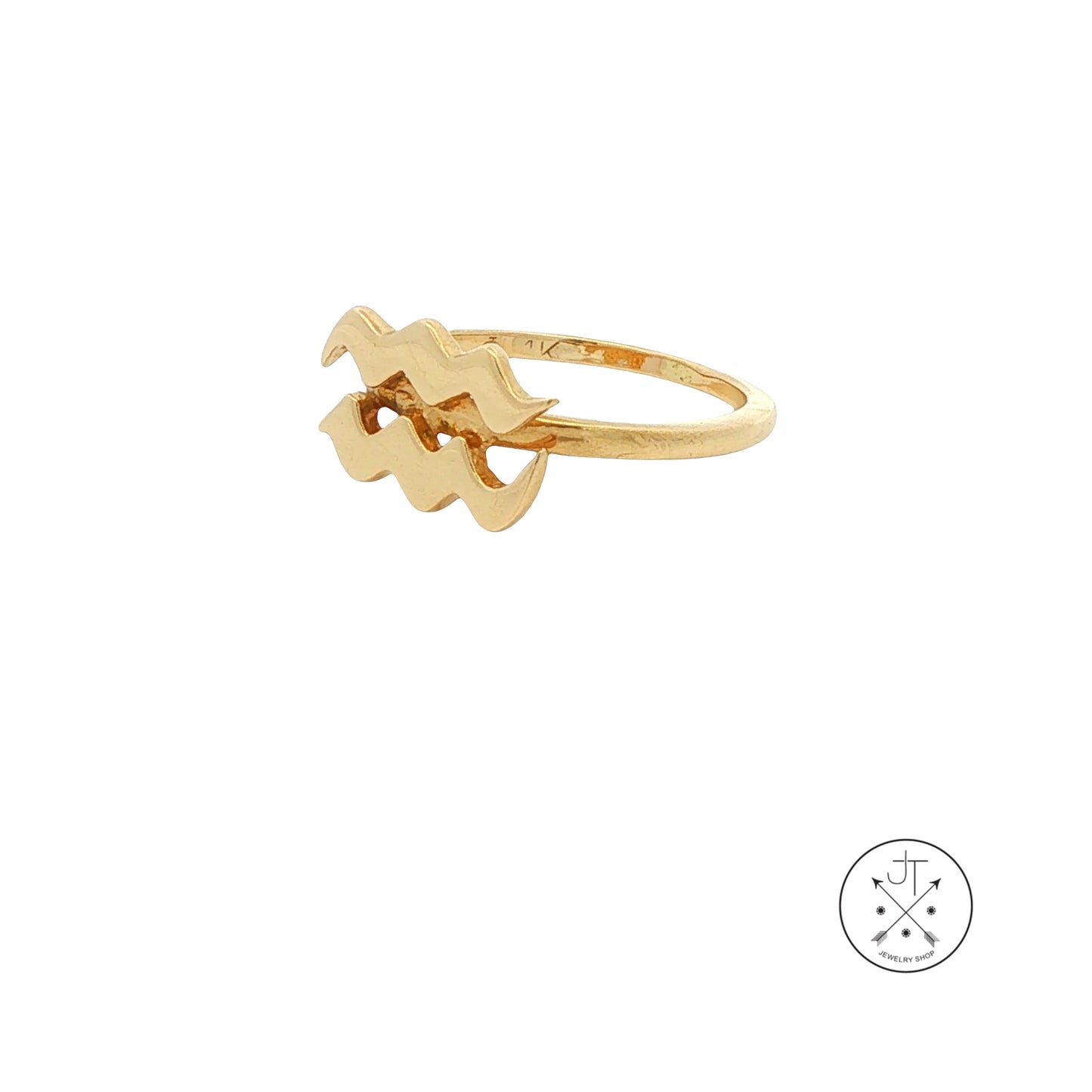 Vintage 14k Yellow Gold Aquarius Ring Size 3.5 Water Sign Band