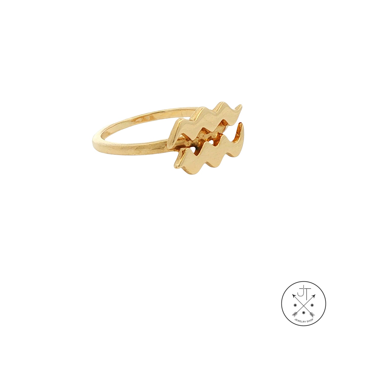 Vintage 14k Yellow Gold Aquarius Ring Size 3.5 Water Sign Band