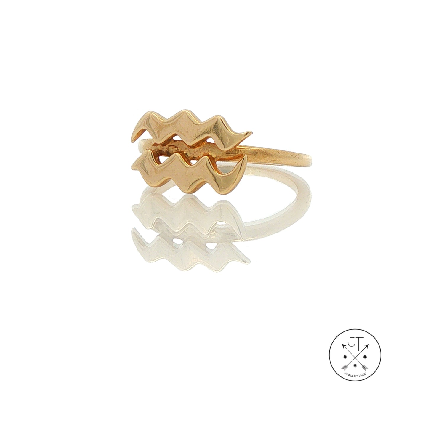 Vintage 14k Yellow Gold Aquarius Ring Size 3.5 Water Sign Band