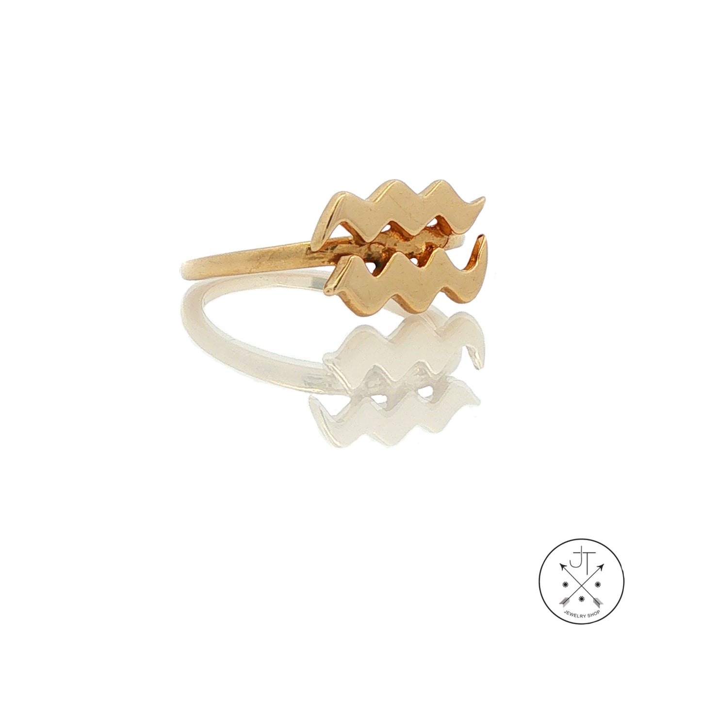 Vintage 14k Yellow Gold Aquarius Ring Size 3.5 Water Sign Band