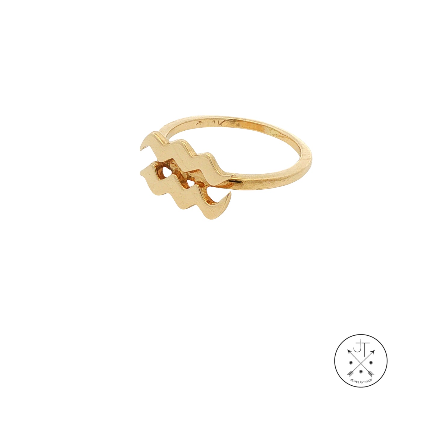 Vintage 14k Yellow Gold Aquarius Ring Size 3.5 Water Sign Band
