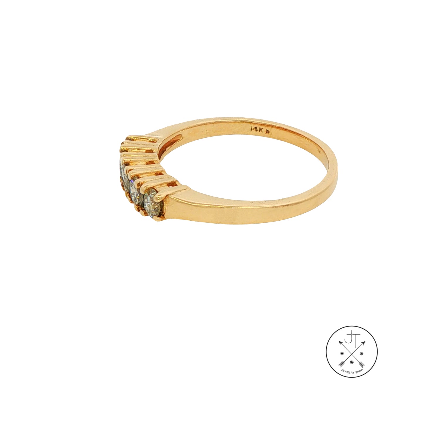 Vintage 14k Yellow Gold Band with 1/2 ctw Natural Diamonds Size 6 Stackable 5 Stone