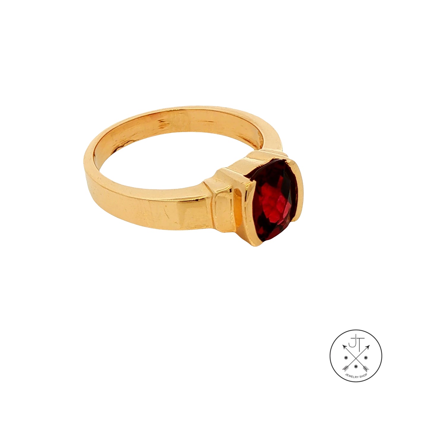 Vintage 14k Yellow Gold Ring with Rhodolite Garnet Size 7.25