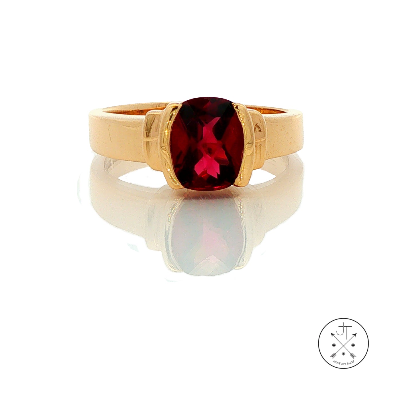 Vintage 14k Yellow Gold Ring with Rhodolite Garnet Size 7.25