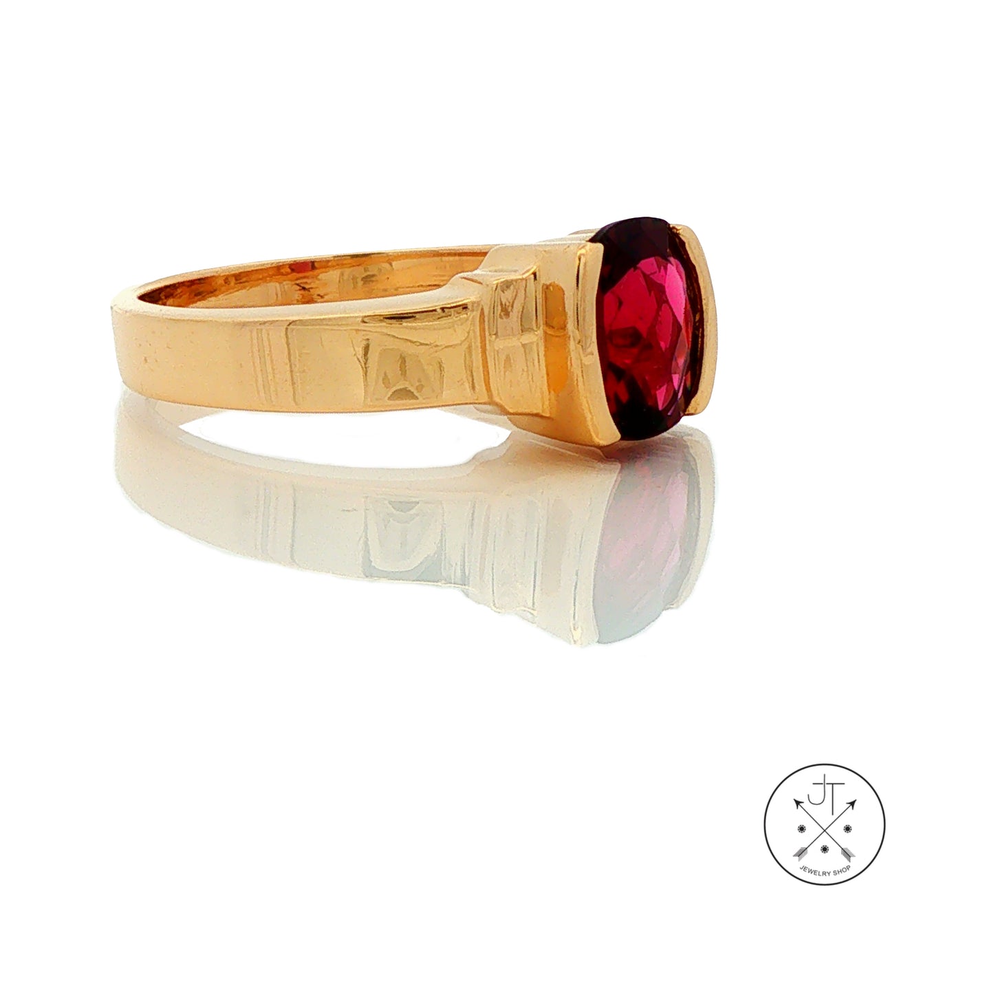 Vintage 14k Yellow Gold Ring with Rhodolite Garnet Size 7.25
