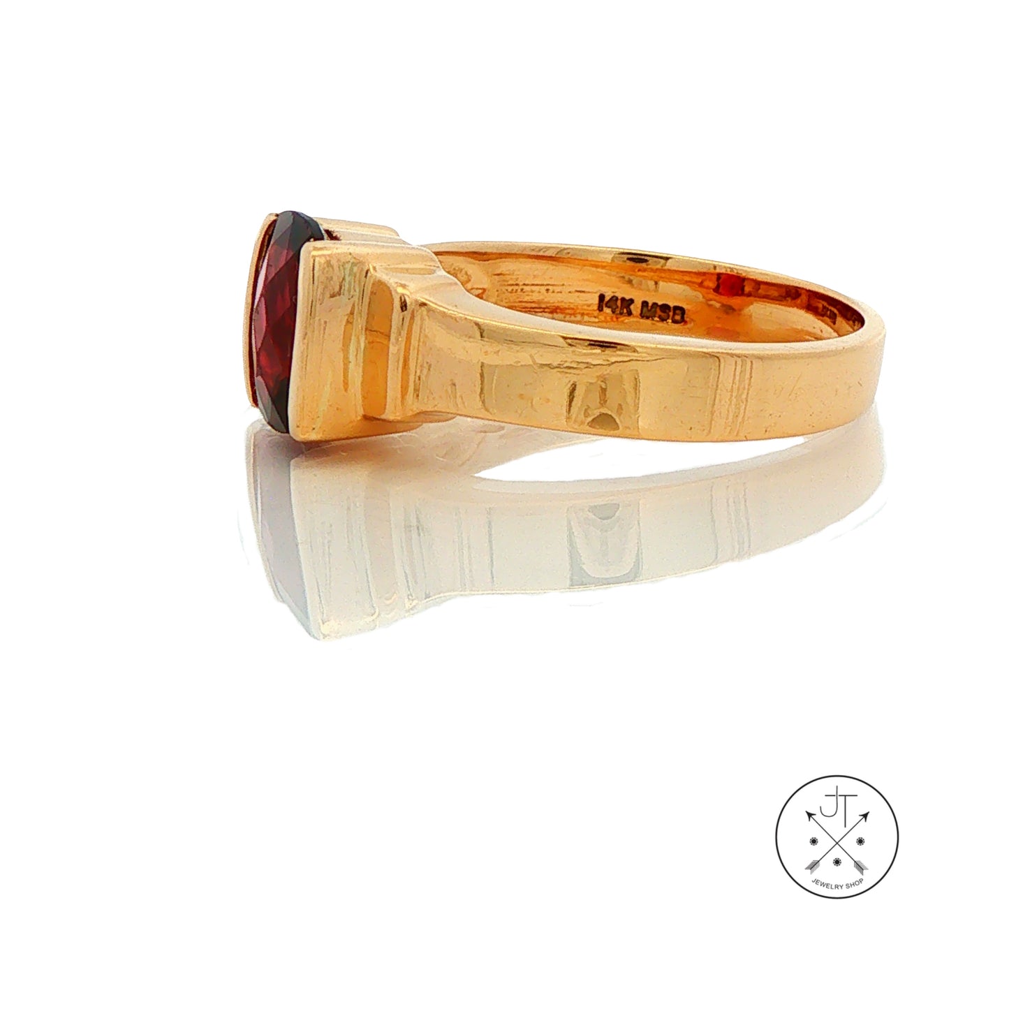 Vintage 14k Yellow Gold Ring with Rhodolite Garnet Size 7.25