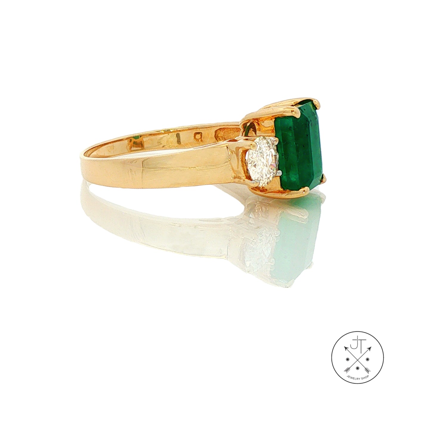 Vintage 14k Yellow Gold Ring with 1.75 ct Natural Brazil Emerald and .67 ctw Diamonds Size 6.5