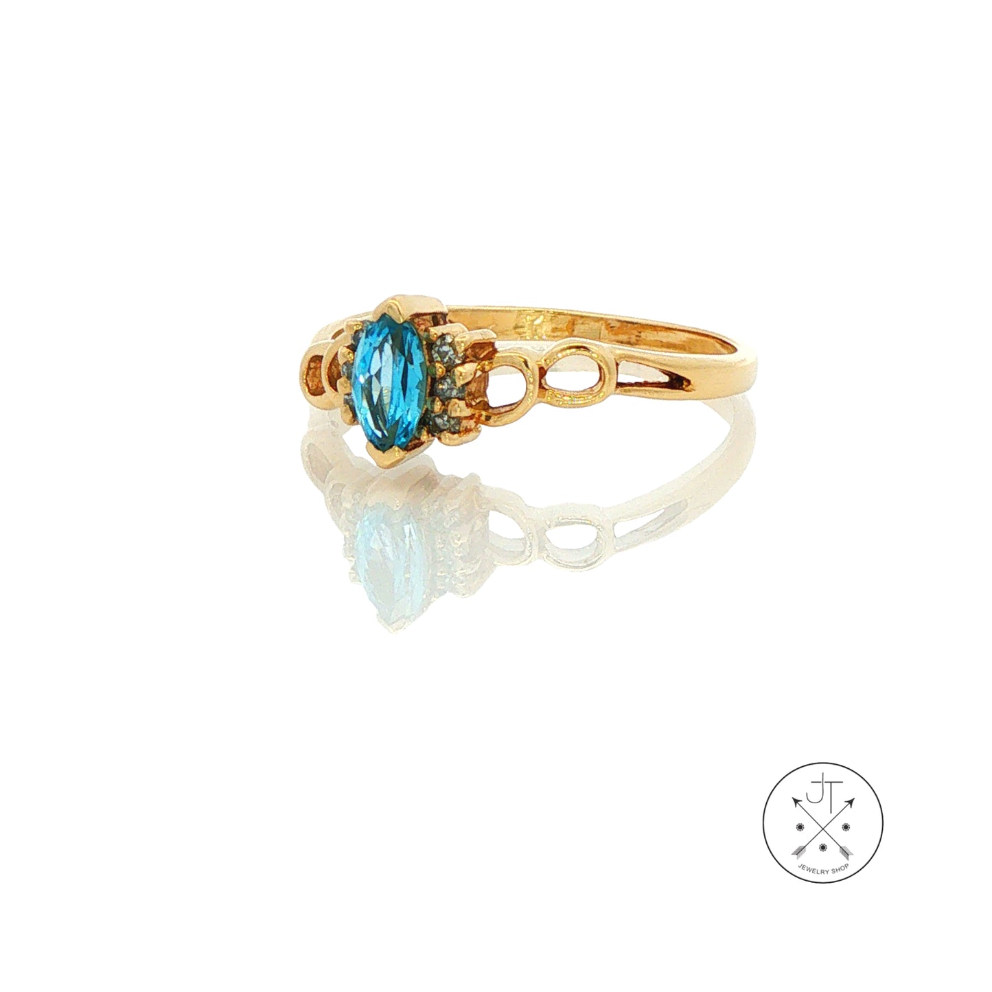 Vintage 10k Yellow Gold Solitaire Ring with Natural Topaz and Diamonds Size 7 November Birthstone