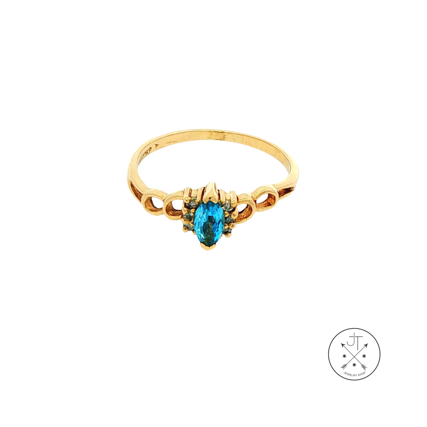 Vintage 10k Yellow Gold Solitaire Ring with Natural Topaz and Diamonds Size 7 November Birthstone