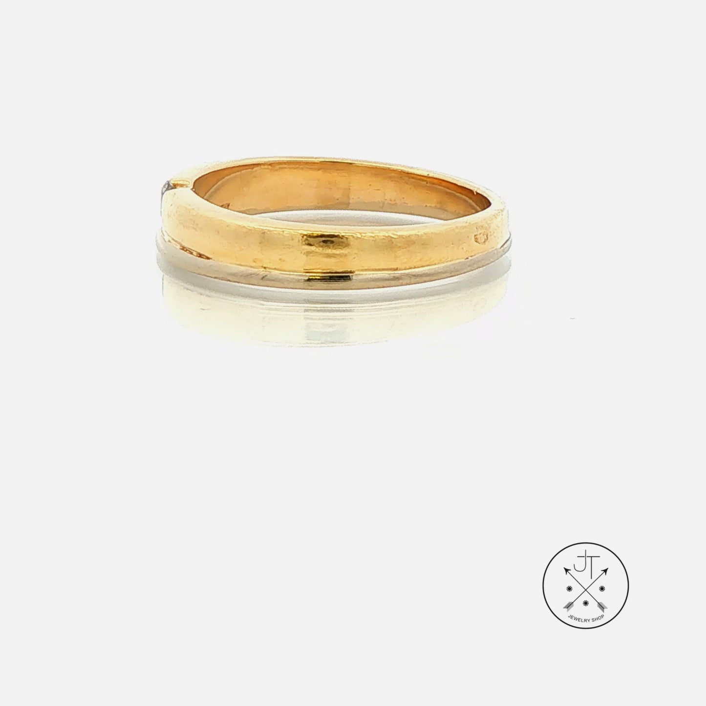 Vintage 14k Yellow Gold and 18k White Gold Thin Wedding Band Size 6 Natural Diamond