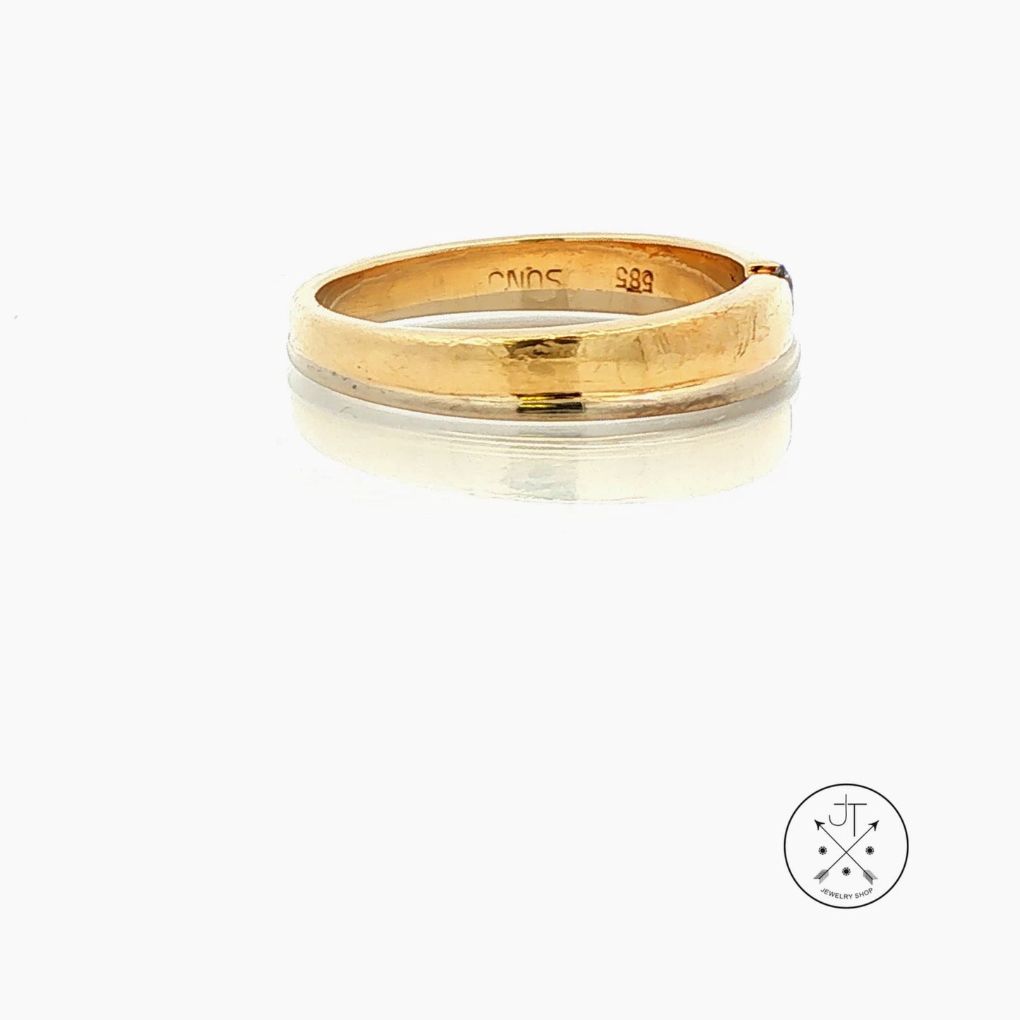 Vintage 14k Yellow Gold and 18k White Gold Thin Wedding Band Size 6 Natural Diamond
