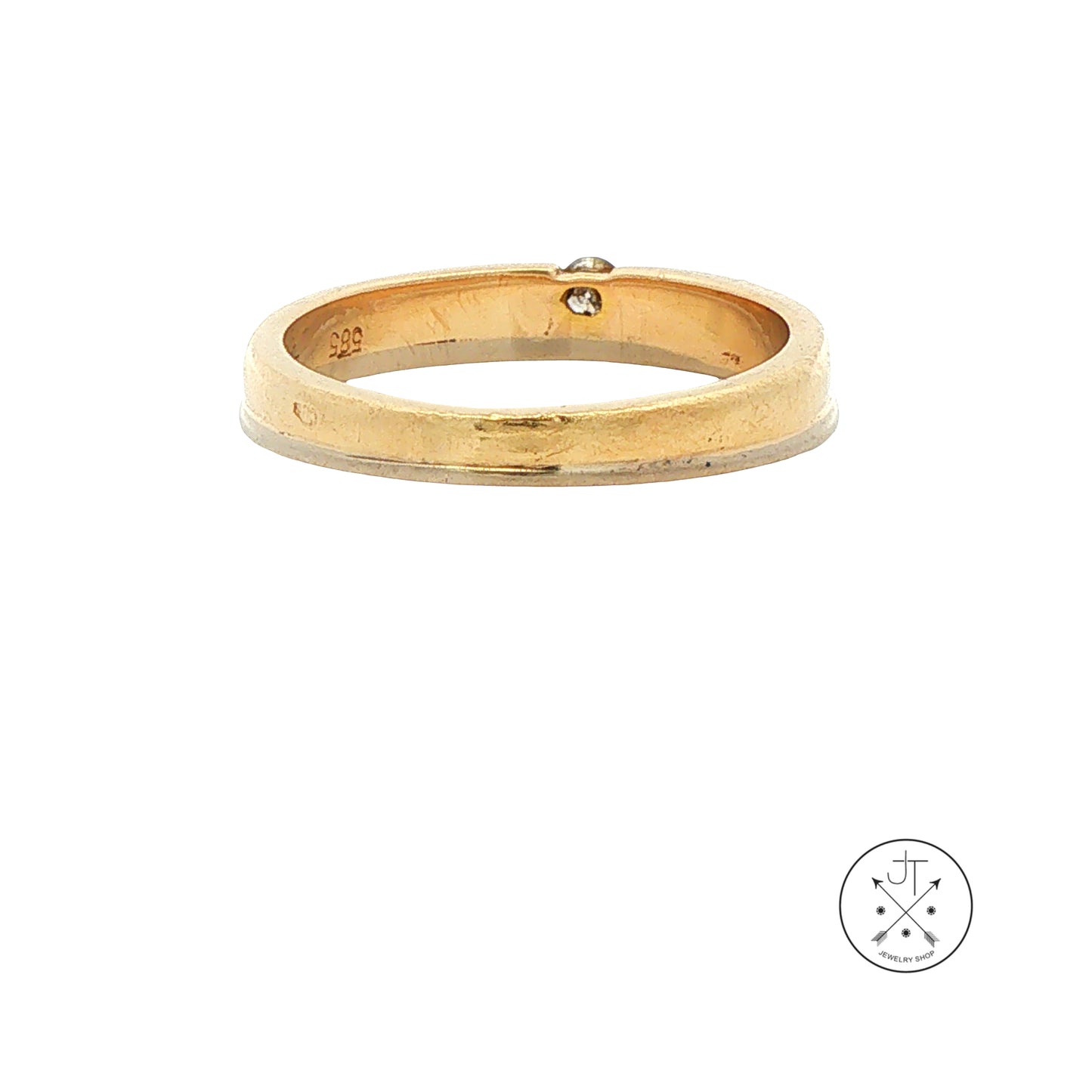 Vintage 14k Yellow Gold and 18k White Gold Thin Wedding Band Size 6 Natural Diamond