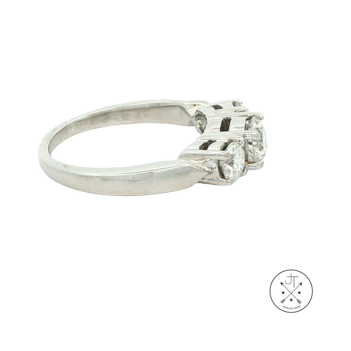 Platinum Three Stone Ring with 1.4 ctw Natural Diamonds Size 8.75