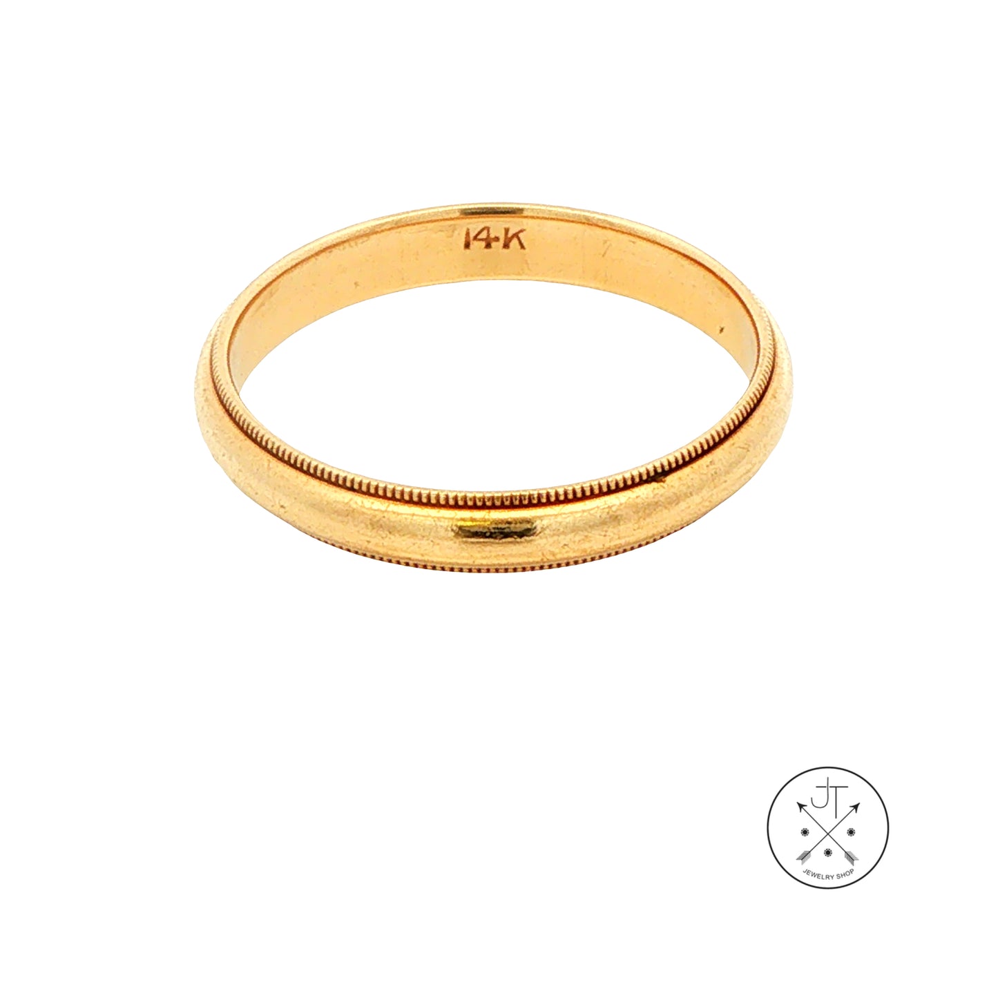 Vintage 14k Yellow Gold 3.6 mm Wedding Band Size 9.5 Milgrain edge