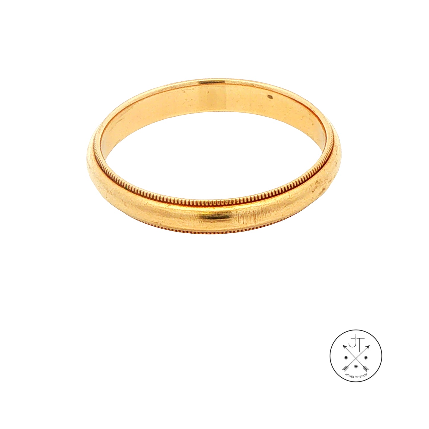 Vintage 14k Yellow Gold 3.6 mm Wedding Band Size 9.5 Milgrain edge