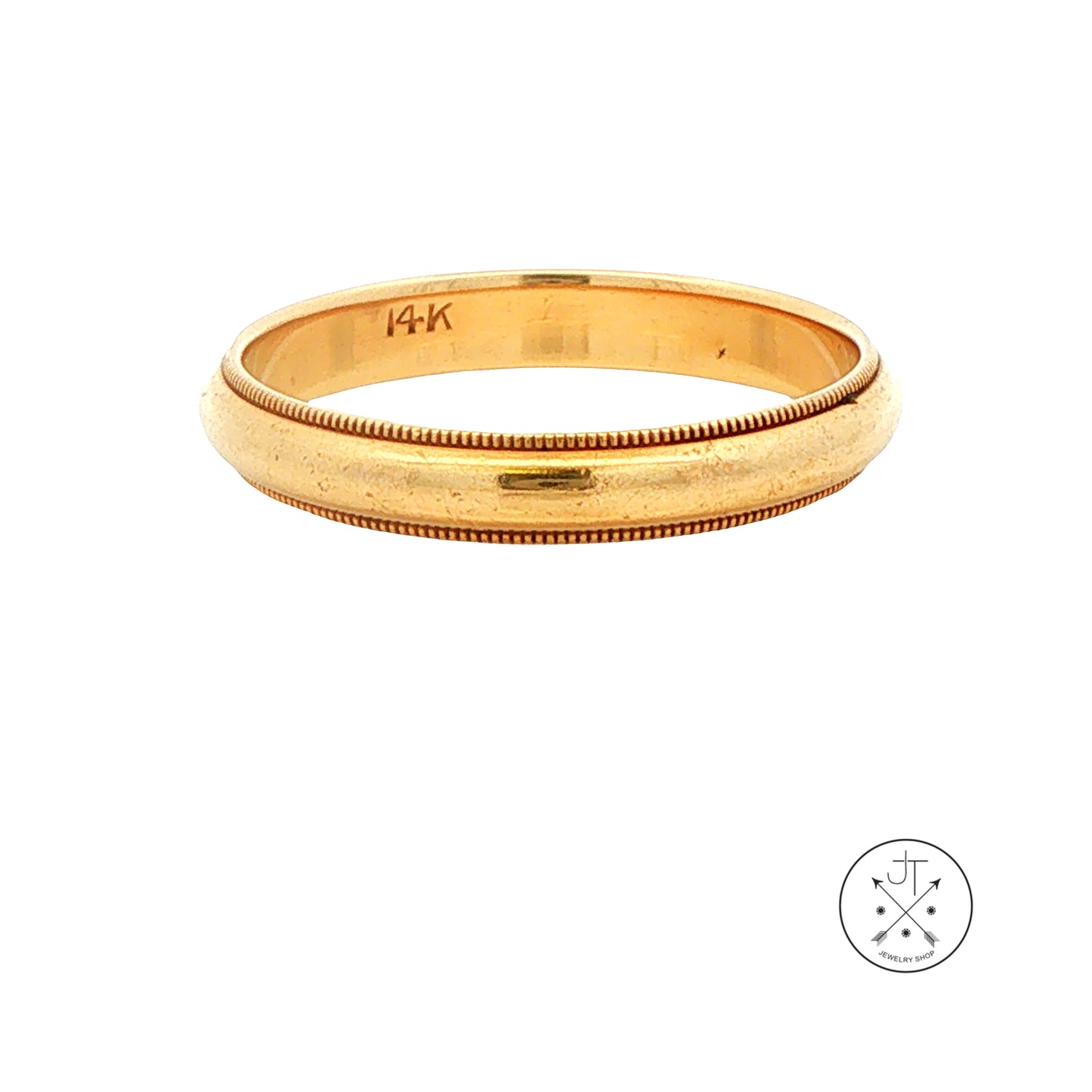 Vintage 14k Yellow Gold 3.6 mm Wedding Band Size 9.5 Milgrain edge