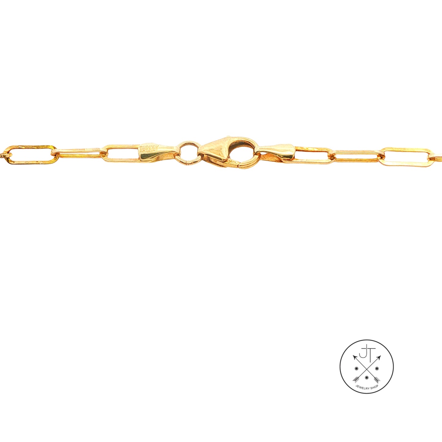 10k Yellow Gold 18 Inch 2.5 mm Paperclip Lariat Necklace Chain with Heart Drop