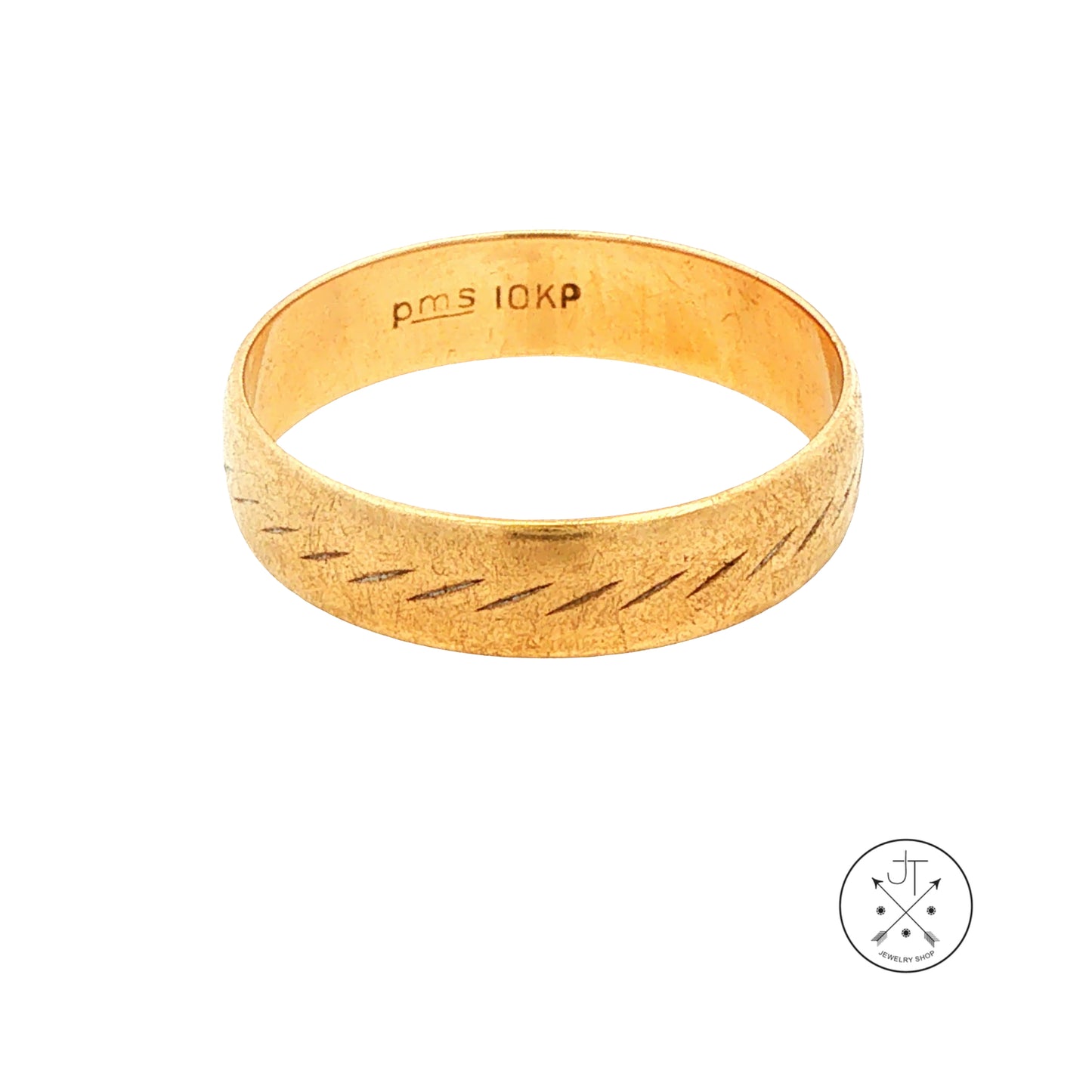 Vintage 10k Yellow Gold 4.7 mm Textured Wedding Band Size 8