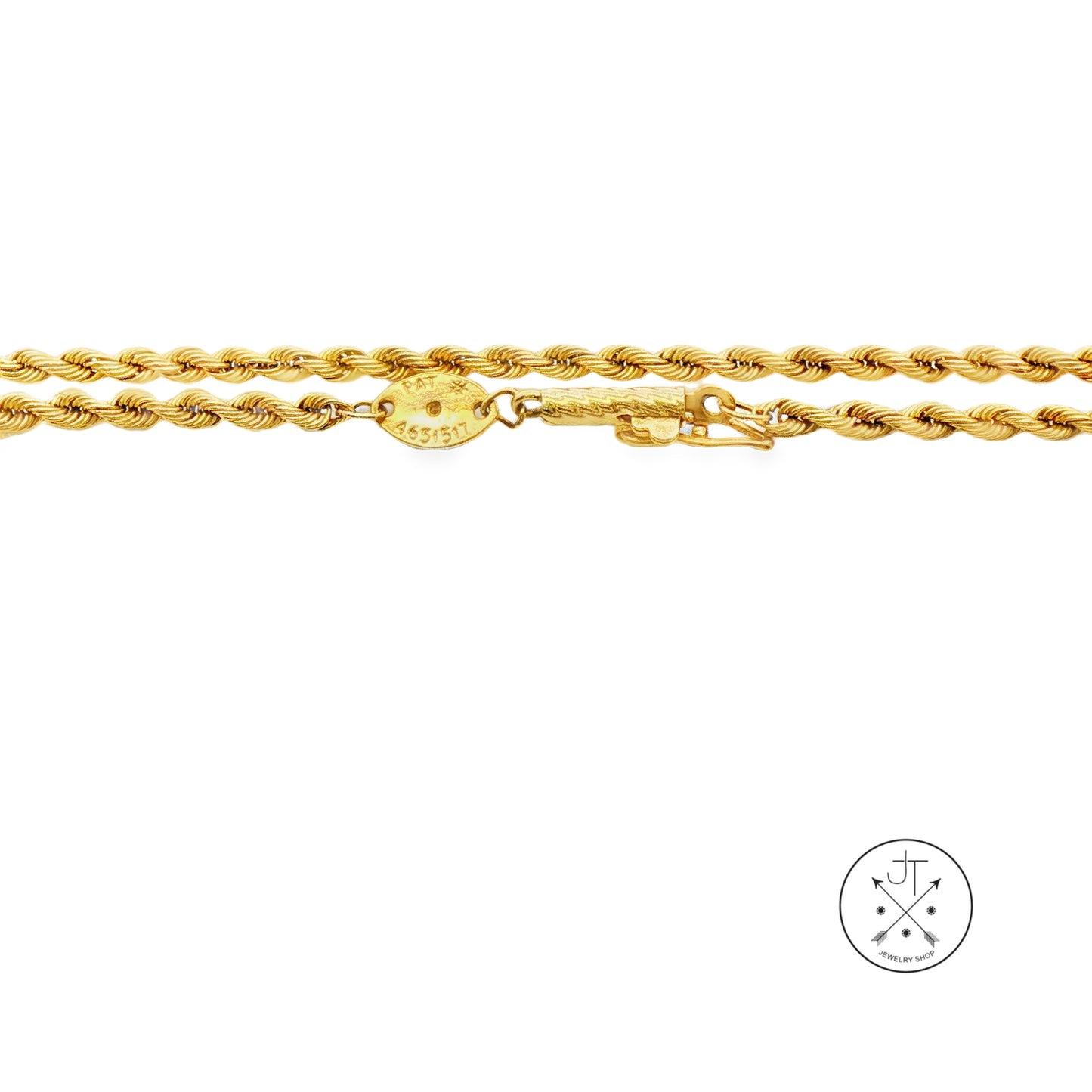Vintage 14k Yellow Gold 7.5 Inch 2.3 mm Silk Rope Bracelet Chain with Diamond