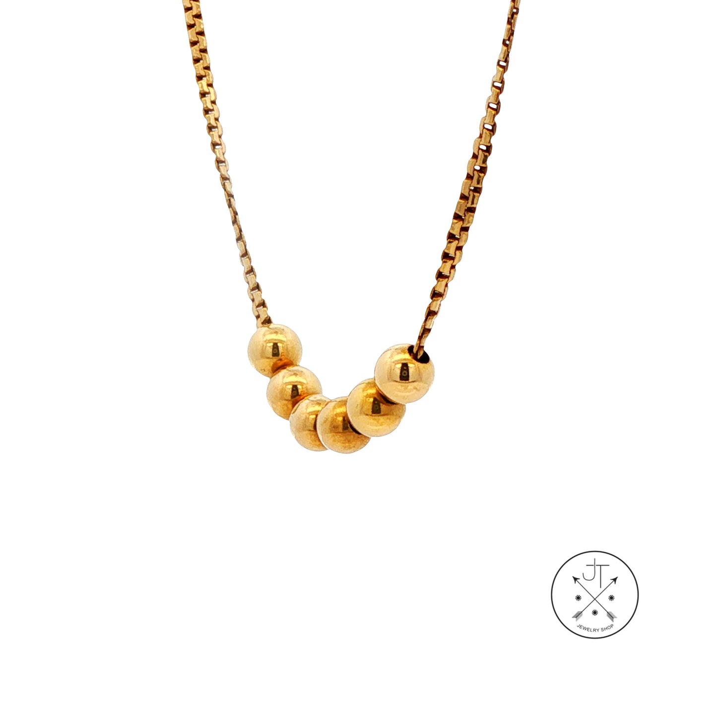 Vintage 14k Yellow Gold 18.5 Inch Necklace Chain with 6 Ball Beads