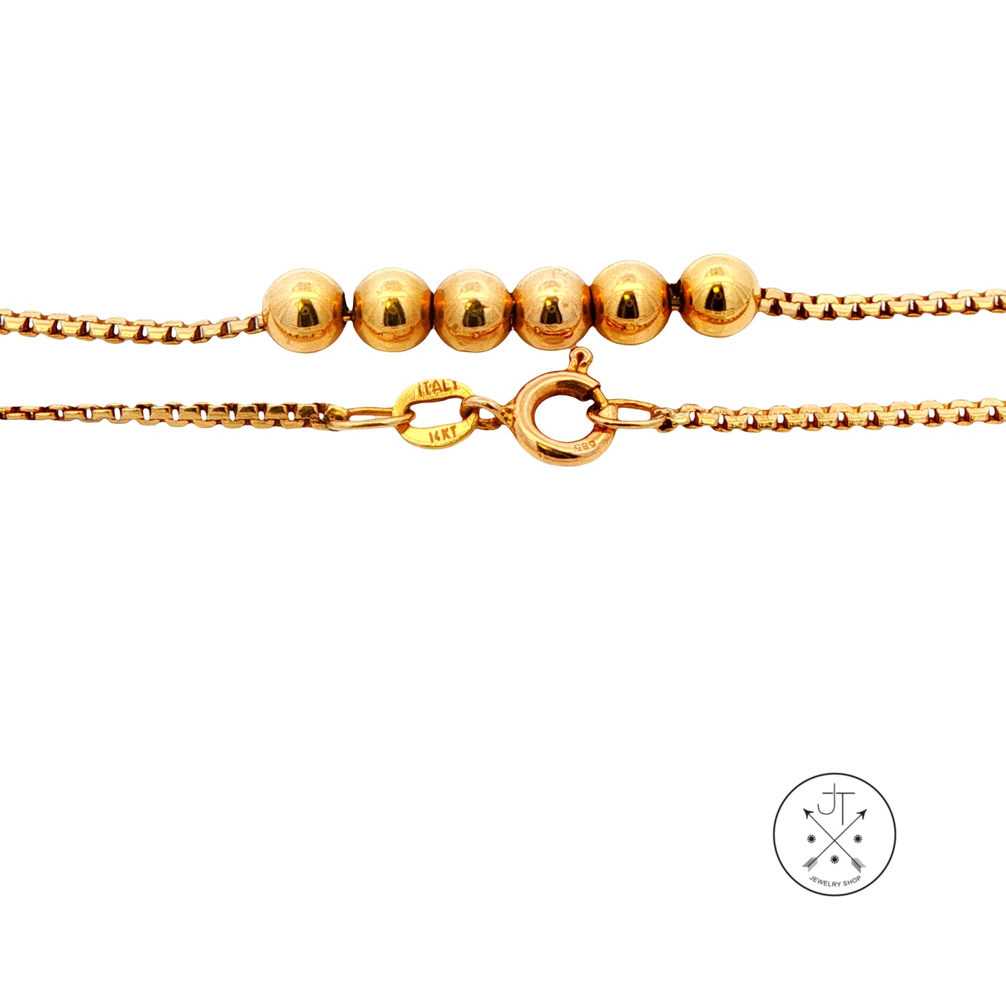 Vintage 14k Yellow Gold 18.5 Inch Necklace Chain with 6 Ball Beads