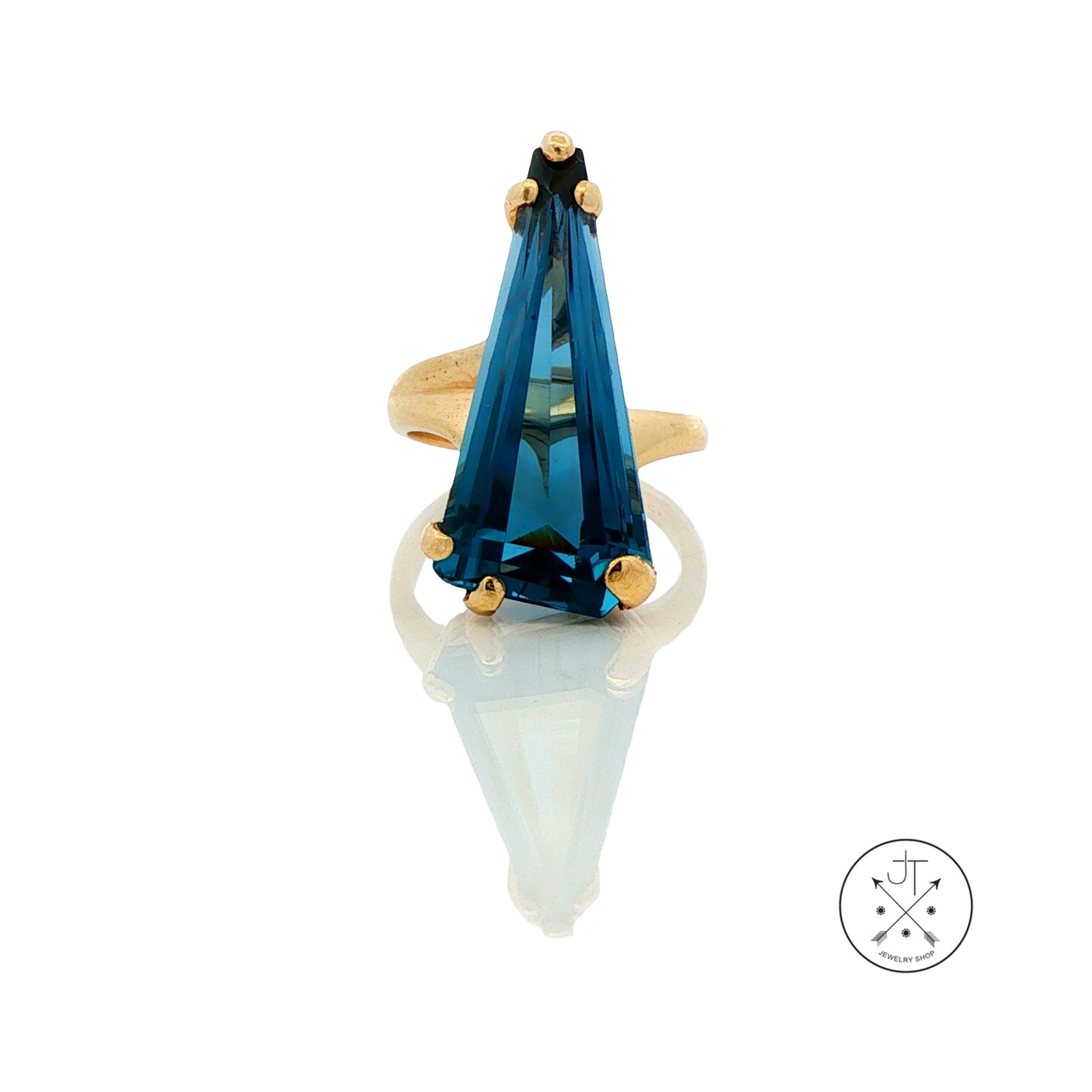 Vintage 14k Yellow Gold Statement Ring with Large Natural Topaz Size 5