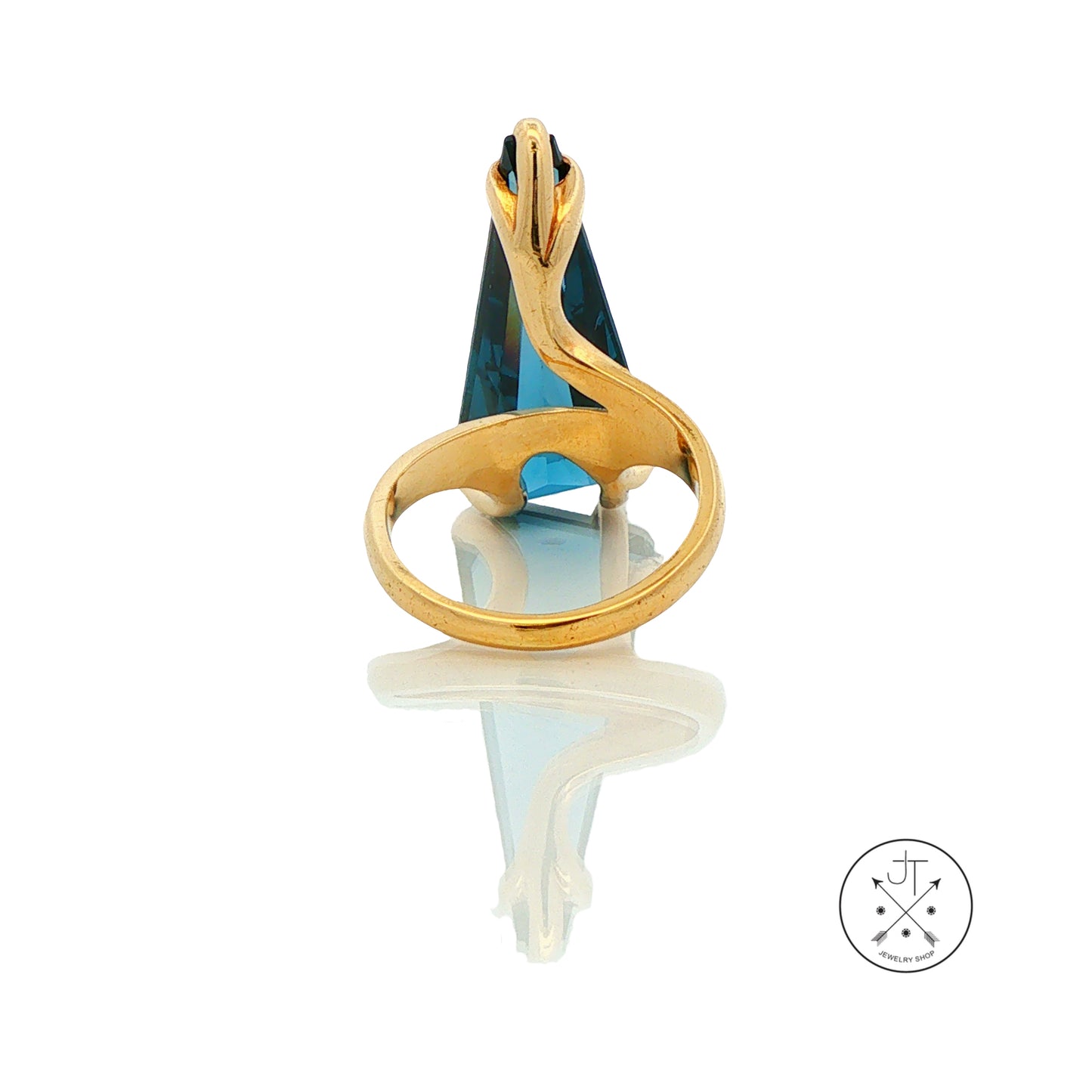 Vintage 14k Yellow Gold Statement Ring with Large Natural Topaz Size 5