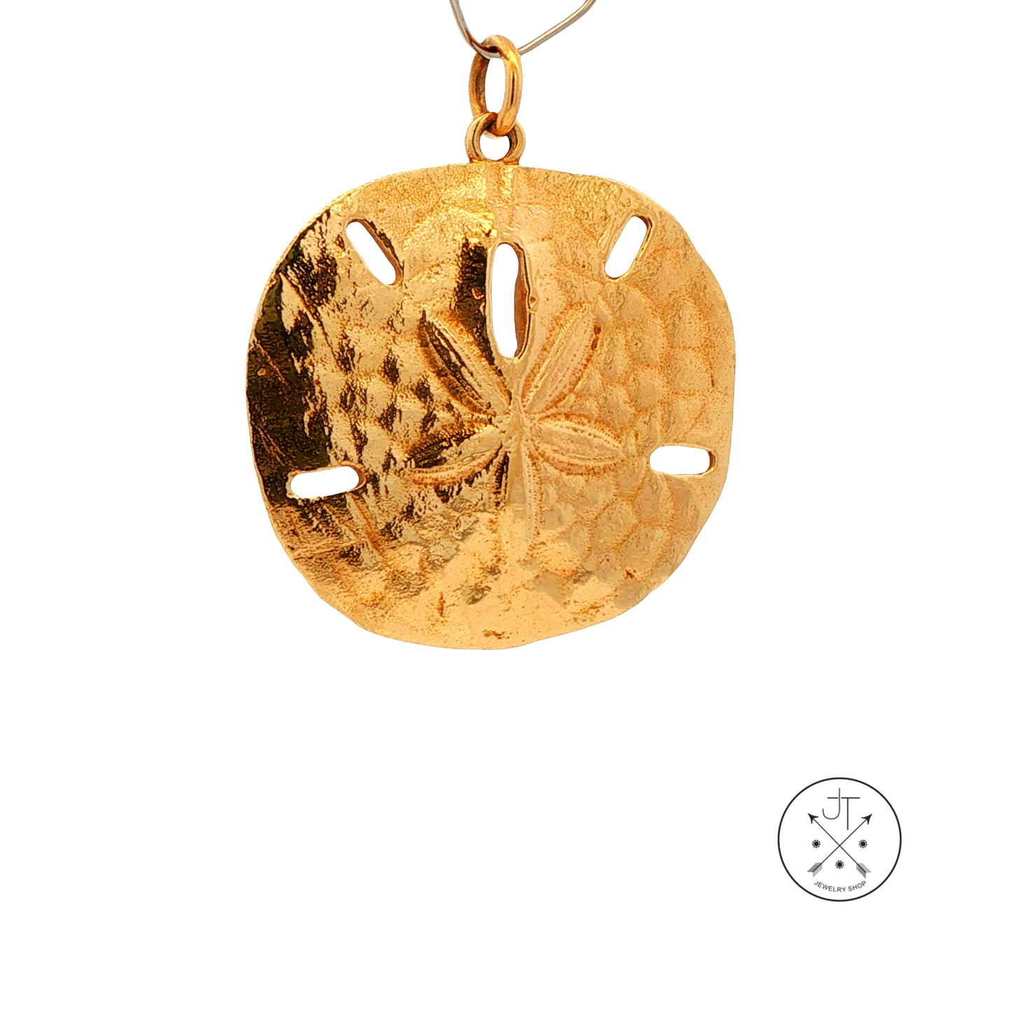 14k Yellow Gold James Avery Sand Dollar Pendant 1 1/2 Inch Heavy