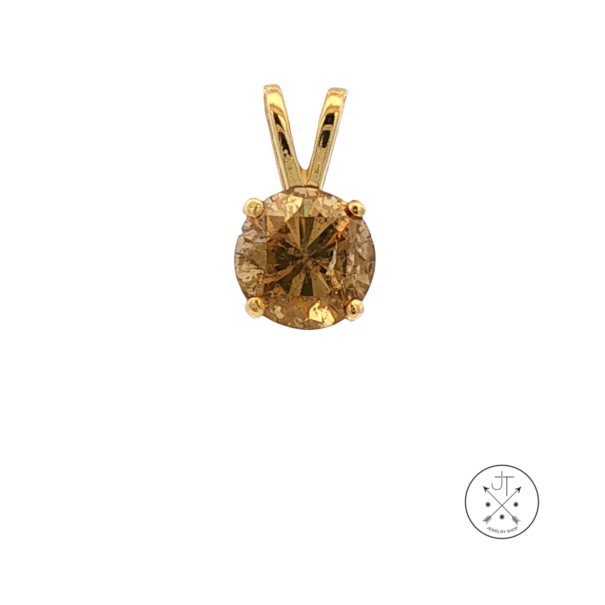Vintage 14k Yellow Gold Solitaire Pendant 1.03 Carat Natural Diamond Champagne Drop