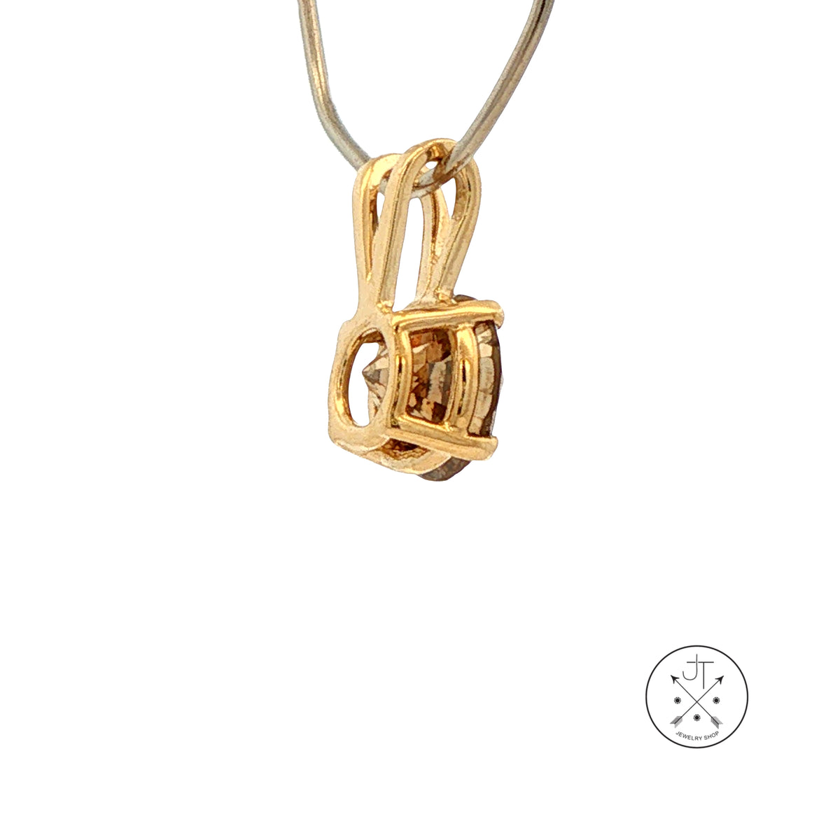 Vintage 14k Yellow Gold Solitaire Pendant 1.03 Carat Natural Diamond Champagne Drop