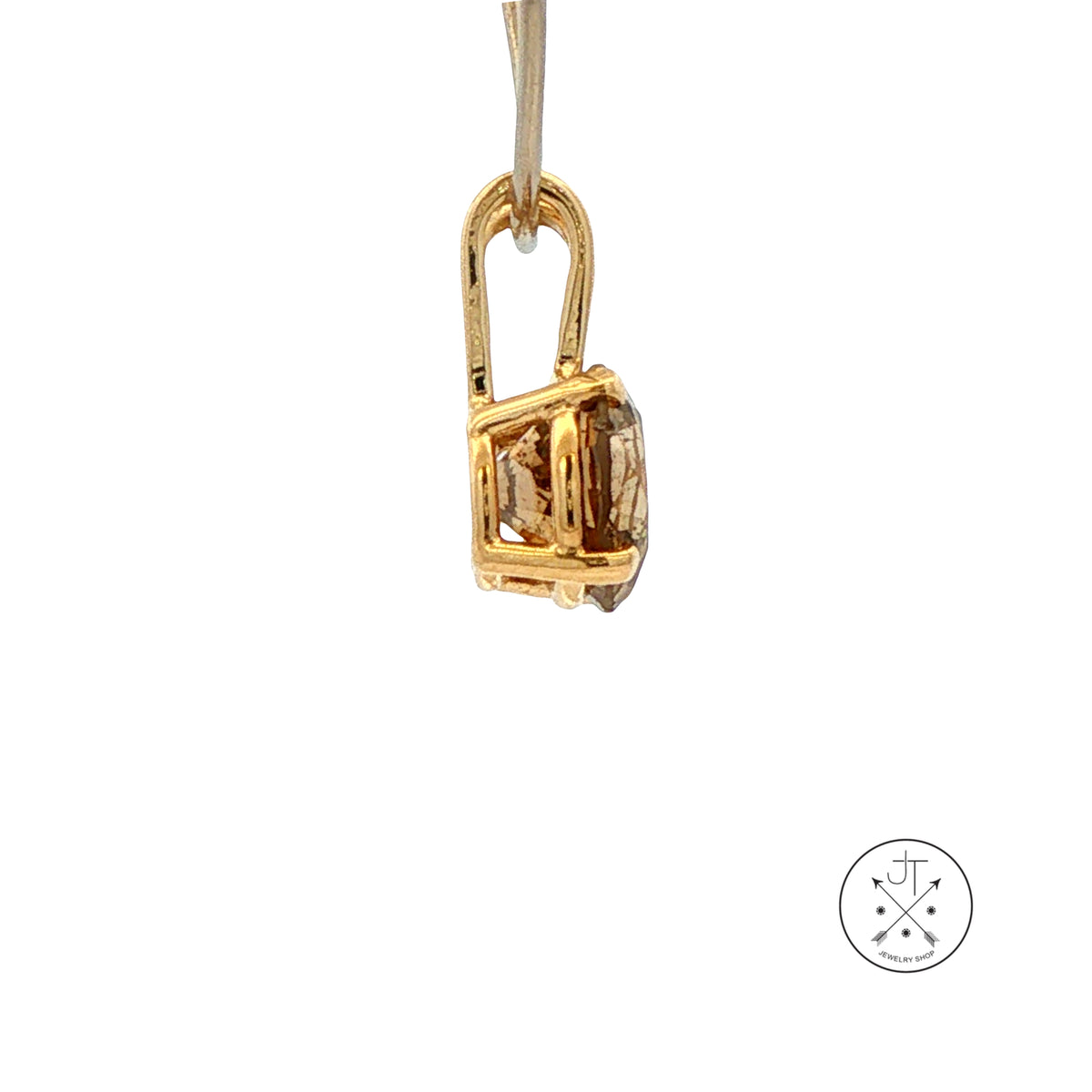 Vintage 14k Yellow Gold Solitaire Pendant 1.03 Carat Natural Diamond Champagne Drop