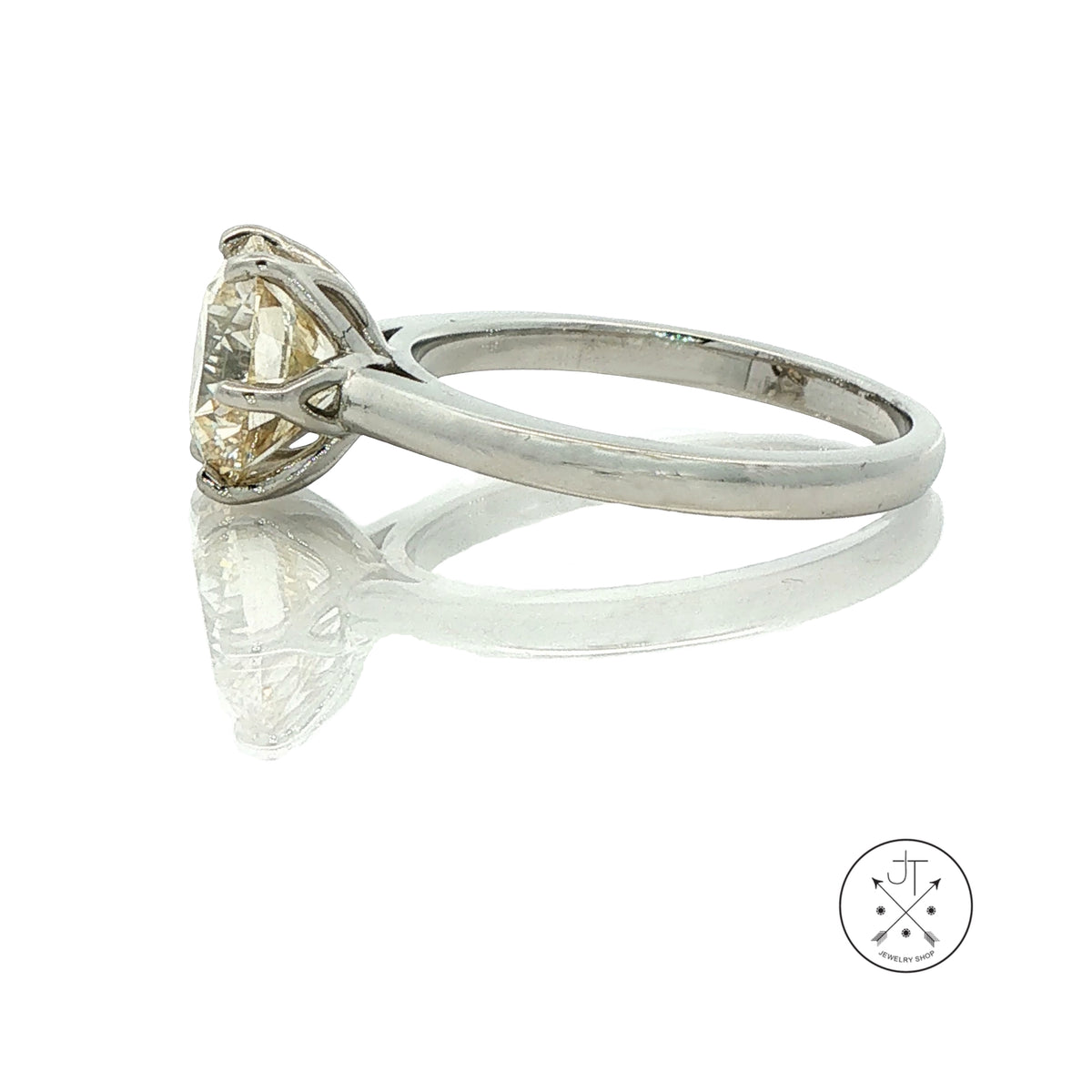 Platinum Solitaire Ring 2.4 ct Natural Diamond GIA Size 6.25