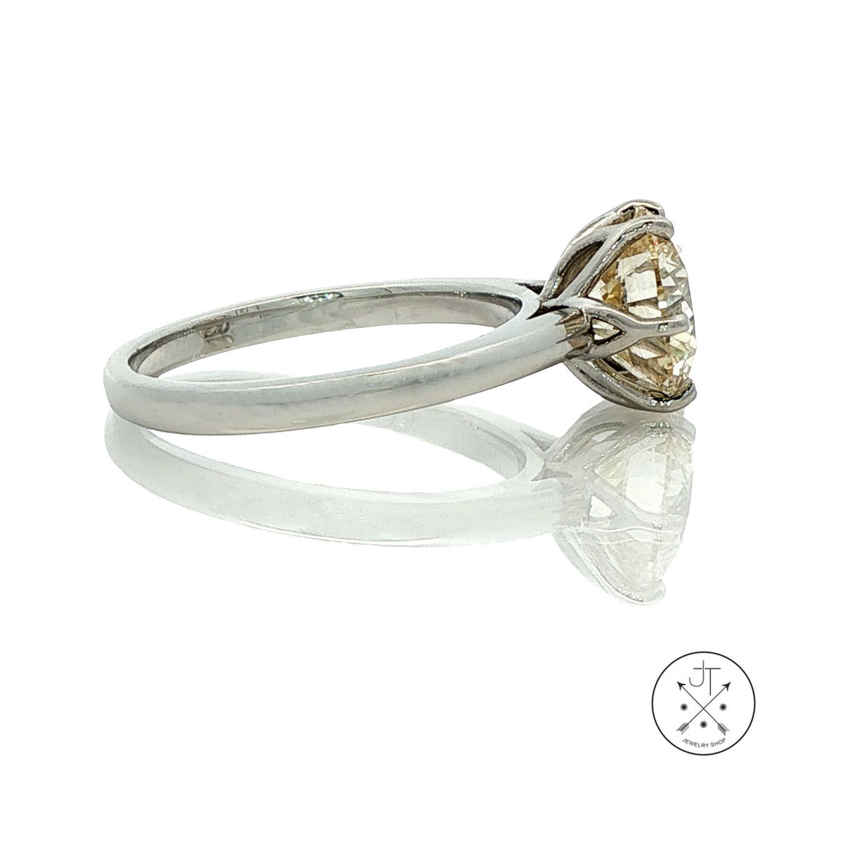 Platinum Solitaire Ring 2.4 ct Natural Diamond GIA Size 6.25