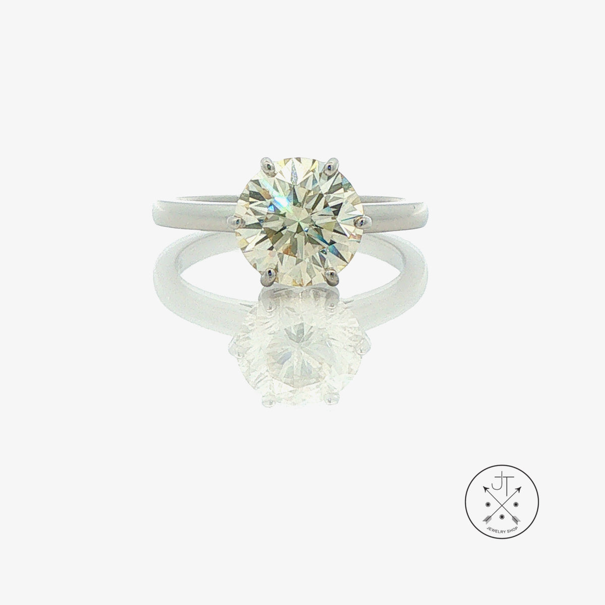Platinum Solitaire Ring 2.4 ct Natural Diamond GIA Size 6.25