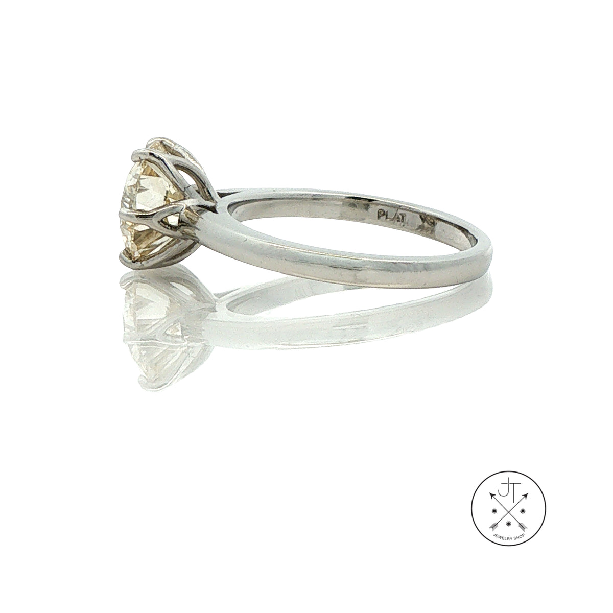 Platinum Solitaire Ring 2.4 ct Natural Diamond GIA Size 6.25