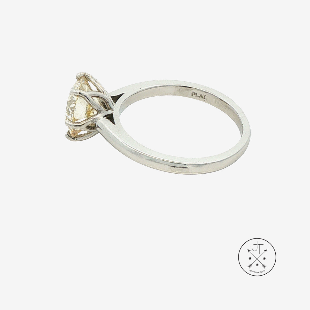 Platinum Solitaire Ring 2.4 ct Natural Diamond GIA Size 6.25