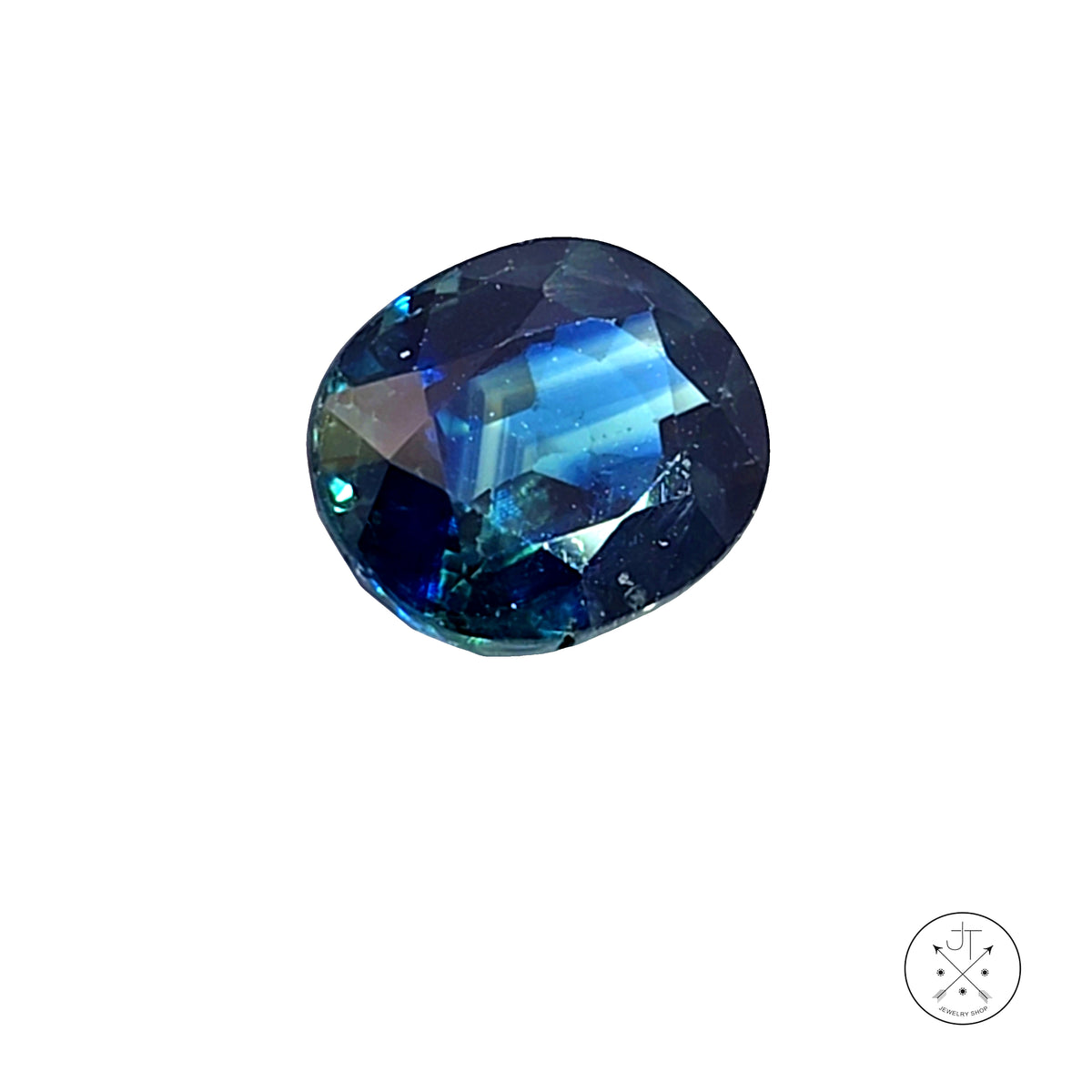 3.93 Carat Natural Sapphire Oval Faceted 10 x 8 mm Gemstone Blue Green Loose Heat Only