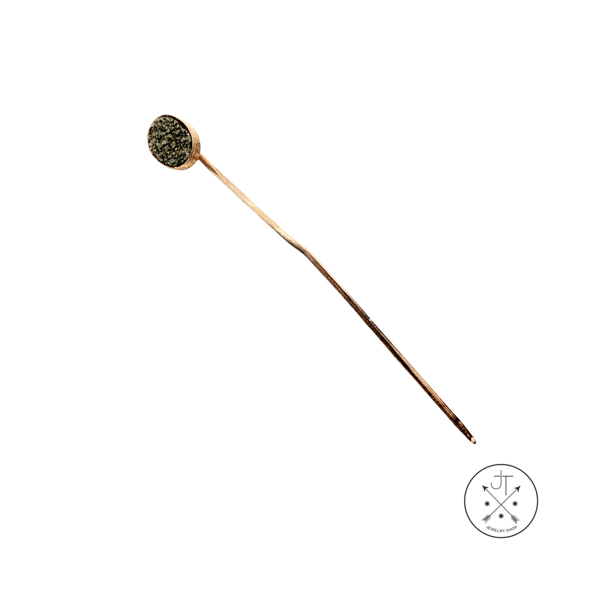 Antique 10k Yellow Gold and GF Stick Pin with Pyrite