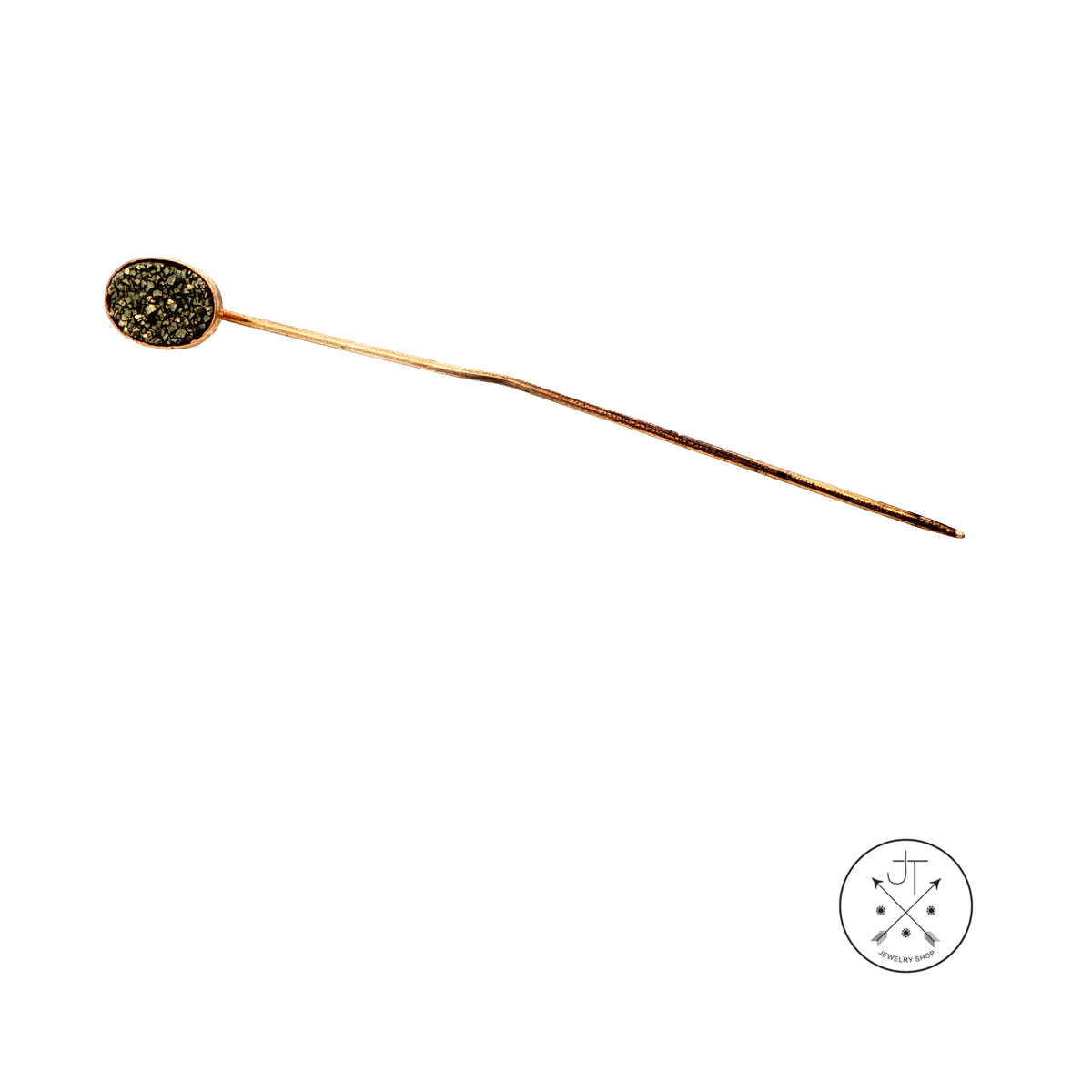 Antique 10k Yellow Gold and GF Stick Pin with Pyrite
