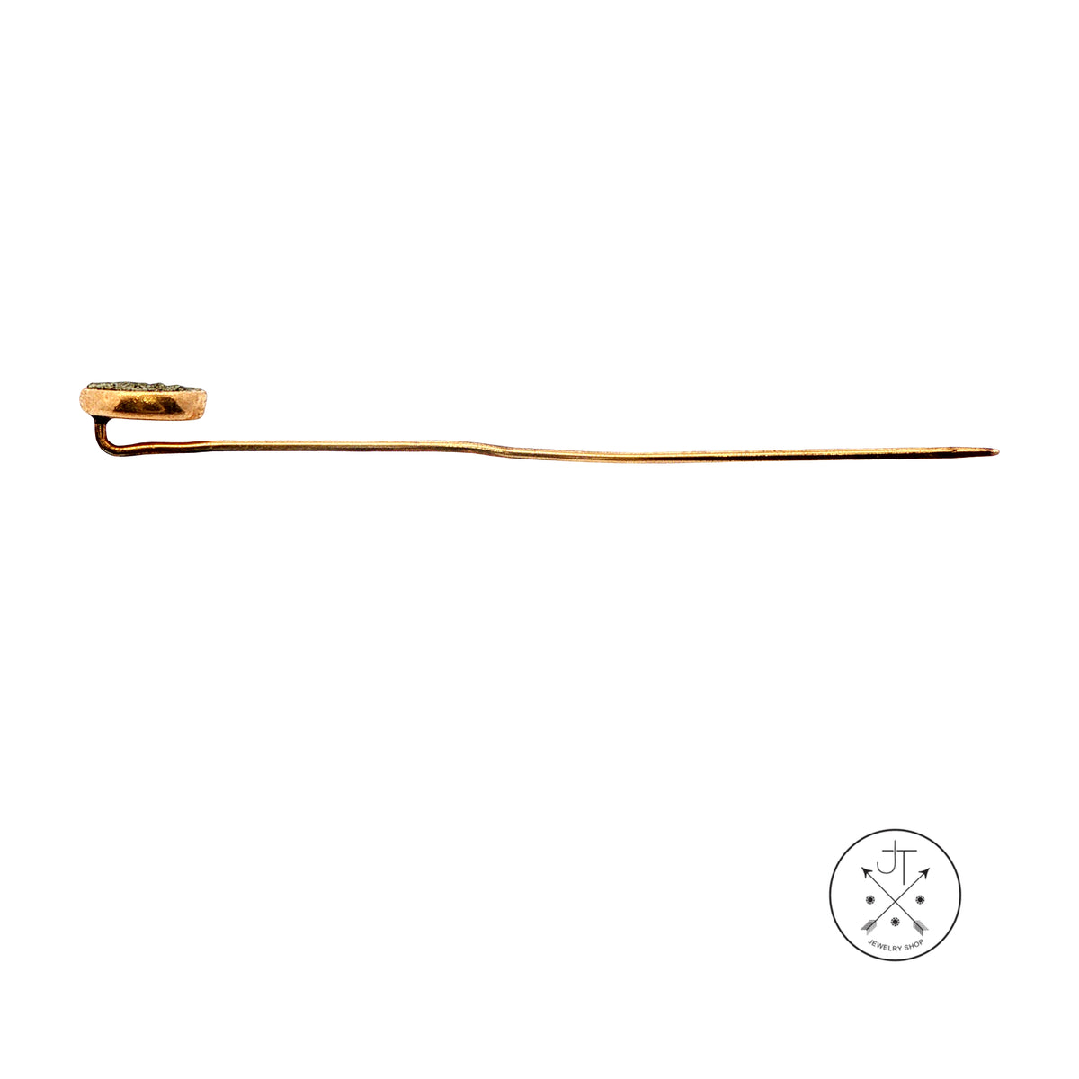 Antique 10k Yellow Gold and GF Stick Pin with Pyrite