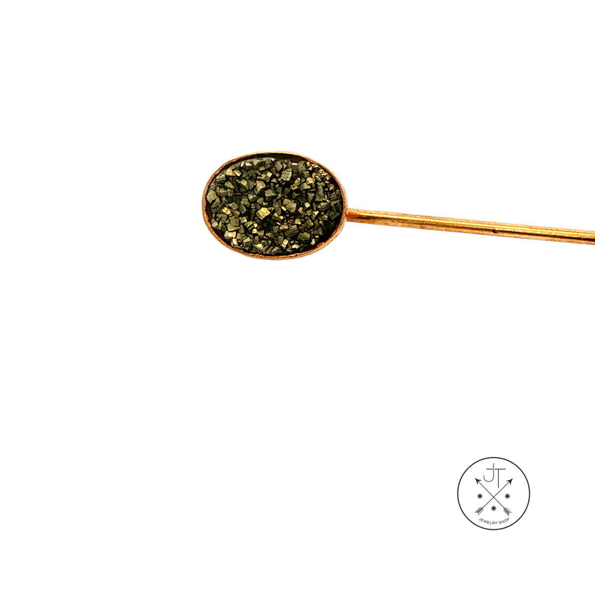 Antique 10k Yellow Gold and GF Stick Pin with Pyrite