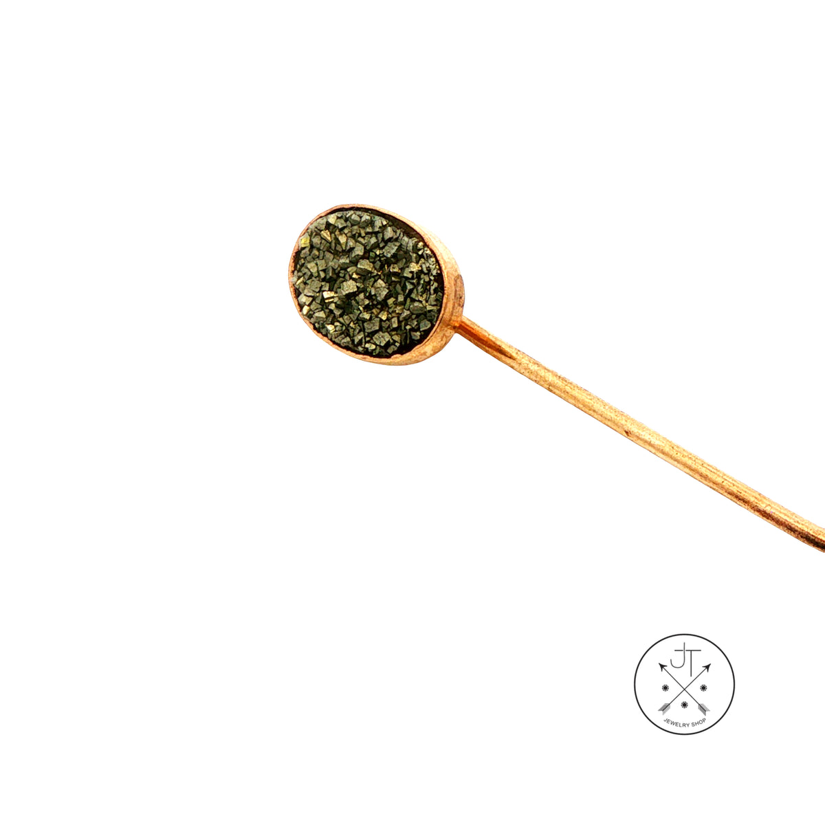 Antique 10k Yellow Gold and Gold Filled Stick Pin with Pyrite