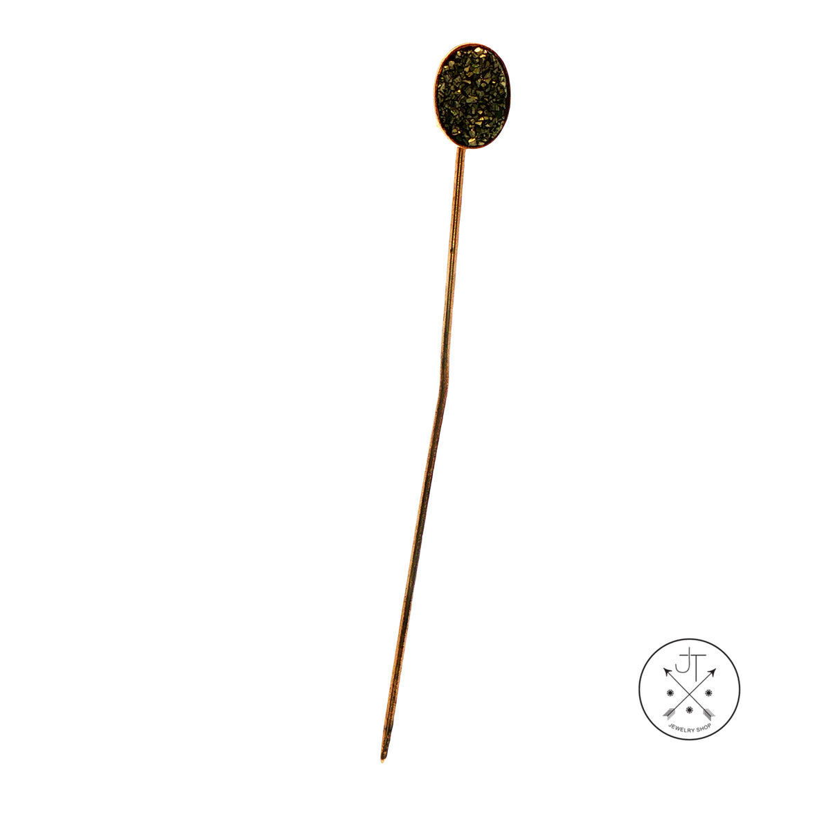Antique 10k Yellow Gold and GF Stick Pin with Pyrite