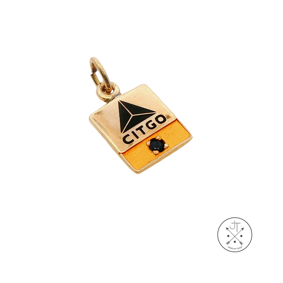 Vintage 10k Yellow Gold CITGO Service Award Pendant with Sapphire