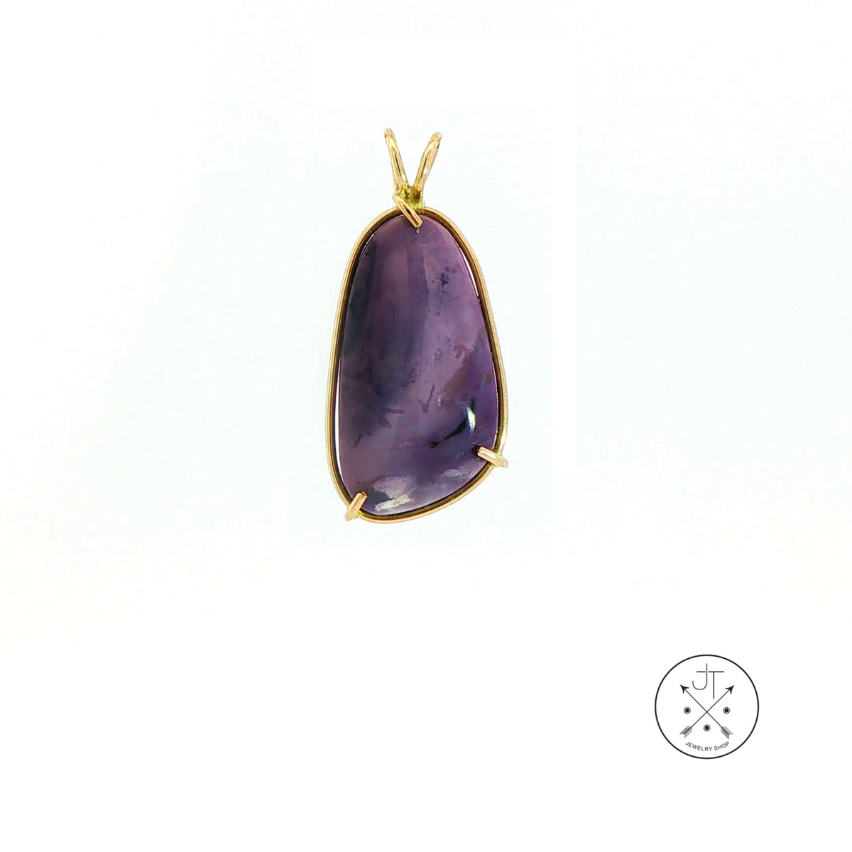 Vintage 14k Yellow Gold Solitaire Drop Pendant with Tiffany Stone Cabochon