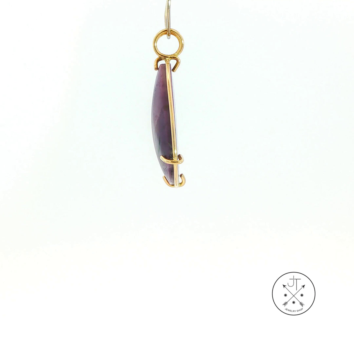 Vintage 14k Yellow Gold Solitaire Drop Pendant with Tiffany Stone Cabochon