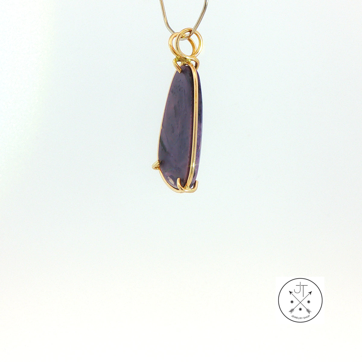 Vintage 14k Yellow Gold Solitaire Drop Pendant with Tiffany Stone Cabochon