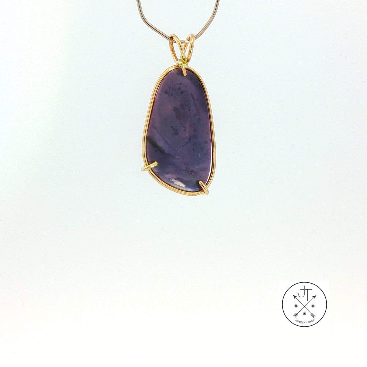 Vintage 14k Yellow Gold Solitaire Drop Pendant with Tiffany Stone Cabochon