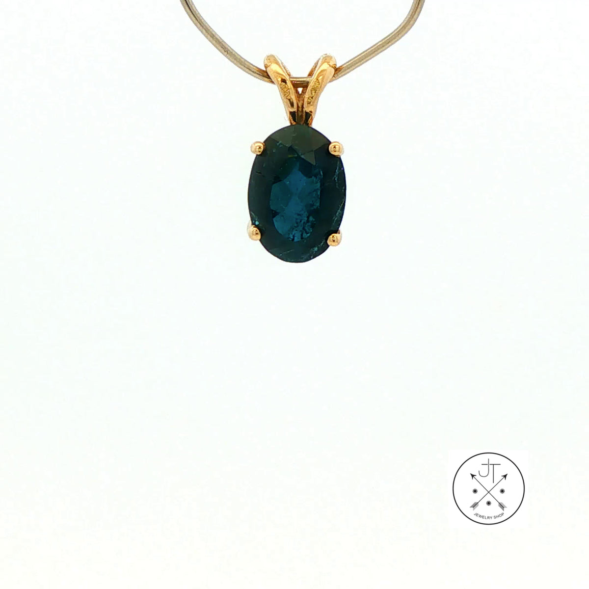 Vintage 14k Yellow Gold Solitaire Drop Pendant with 1.1 ct Natural Indicolite Tourmaline